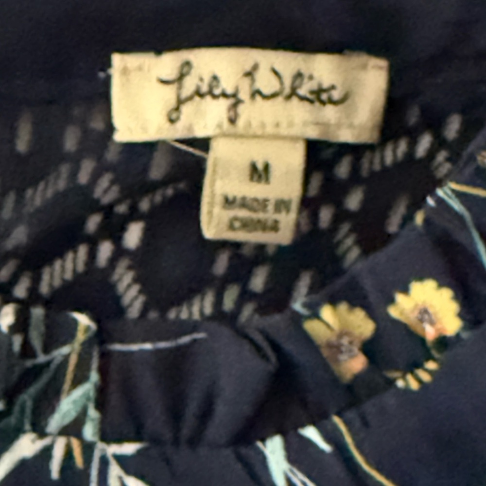 Lily White Floral Kids Dress - Black and Yellow